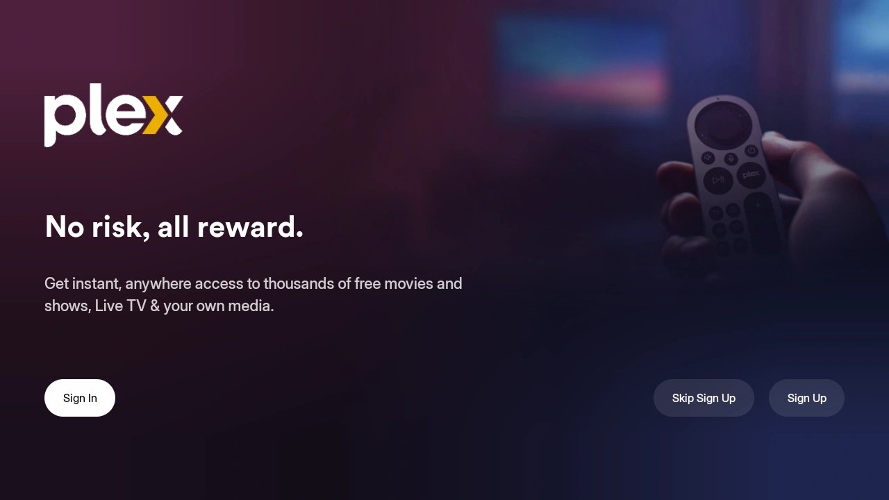 Plex sign-in screen with the Sign In button highlighted